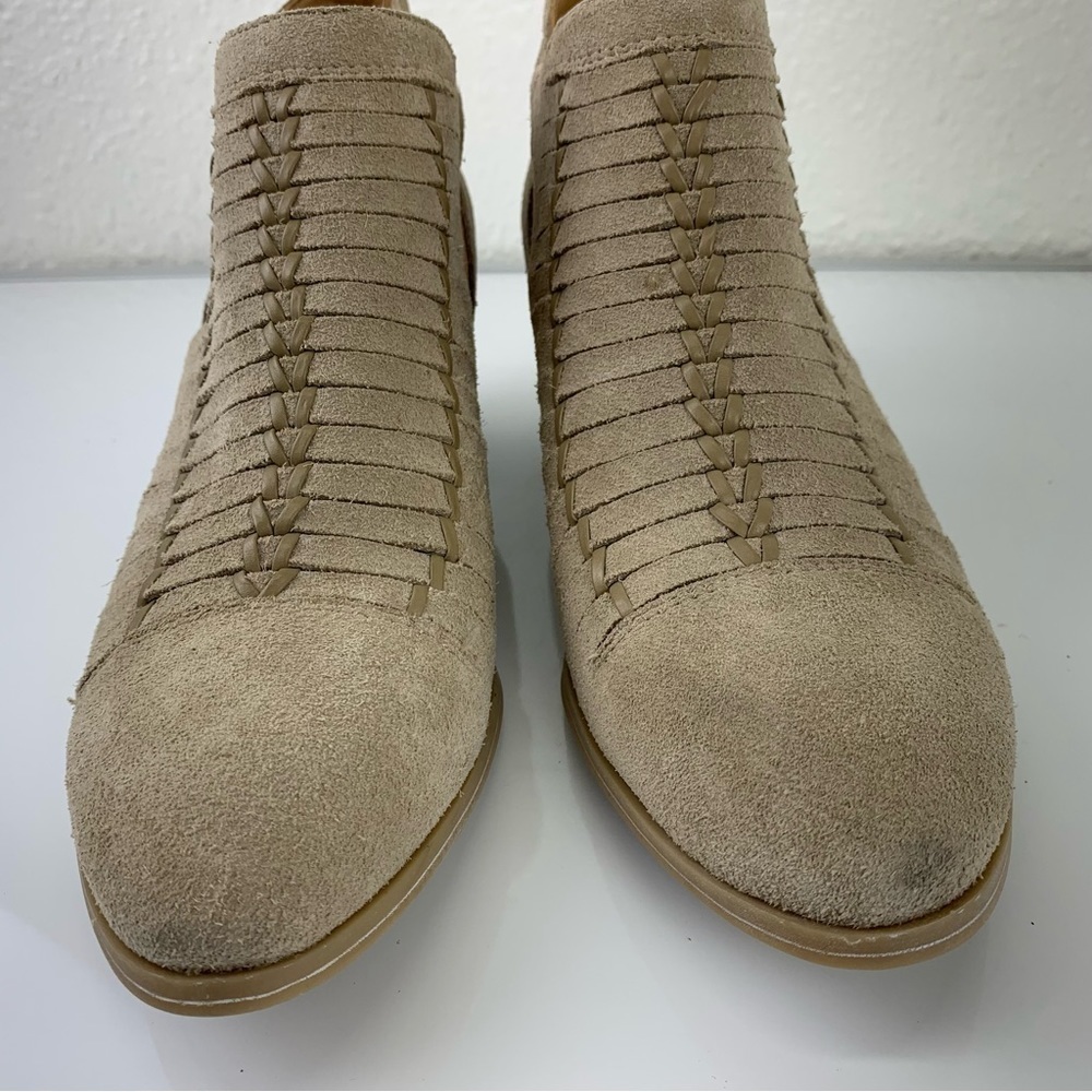 FRANCO SARTO suede ankle Boots 8 Beige woven boho cowgirl western  Great Seppia - Picture 3 of 11
